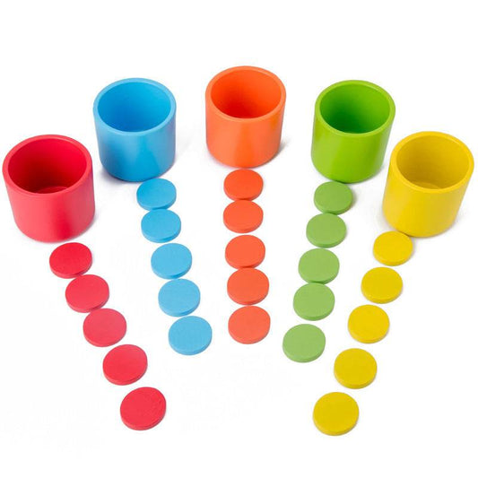 Baby Toddler Preschool Kids Learning Educational Wooden Toys Learning For Children Games Color Sorting Cup - Mubimart