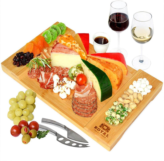 Bamboo Cheese Board & Cutting Board Kitchen Supplies - Mubimart