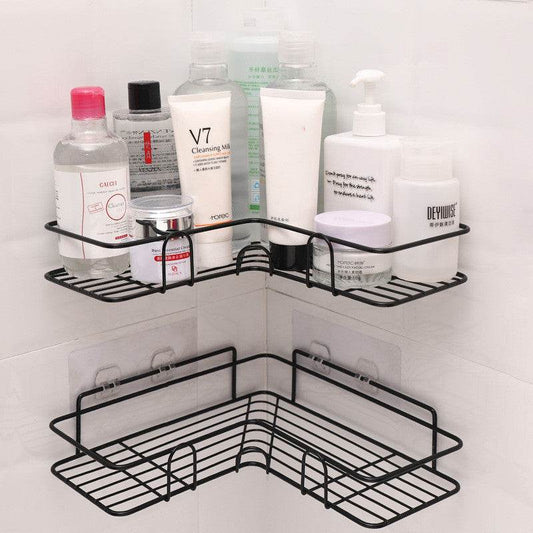 Bathroom Shelf Corner Frame Shower Wrought Iron Kitchen Accessories Storage Rack Holder Bathroom Shelves Bathroom Equipment - Mubimart