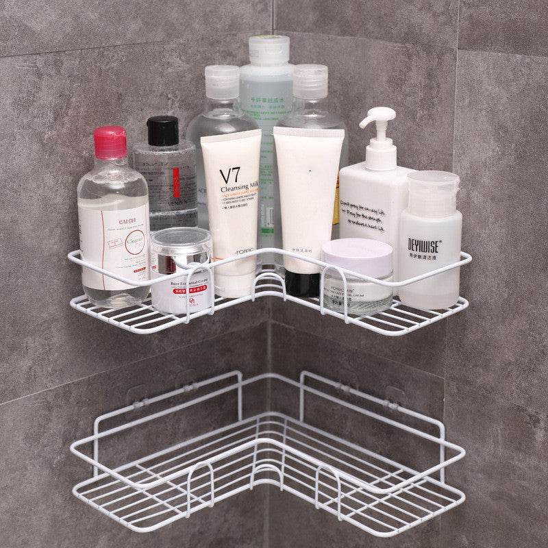 Bathroom Shelf Corner Frame Shower Wrought Iron Kitchen Accessories Storage Rack Holder Bathroom Shelves Bathroom Equipment - Mubimart
