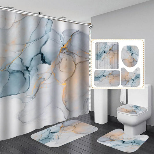 Beautiful-Modern-Shower-Curtains-3D-Bathroom-Curtain-Set-Anti-slip-Bath-Mat-Soft-Carpet-Water-Absorption-Rugs-Home-Decoration-Mubimart-9026 - Mubimart