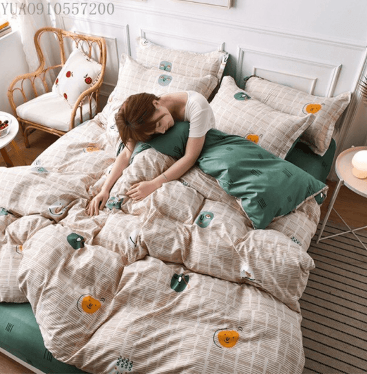 Bedding Printed Bed Four-piece Aloe Cotton Bed Sheet Type Bed Sheet Type - Mubimart