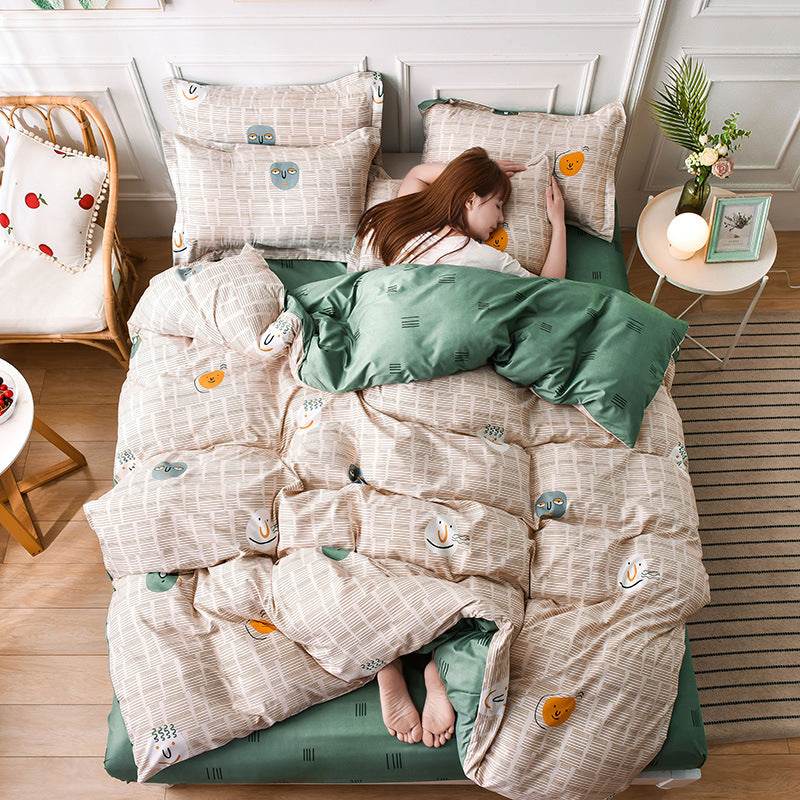 Bedding Printed Bed Four-piece Aloe Cotton Bed Sheet Type Bed Sheet Type - Mubimart