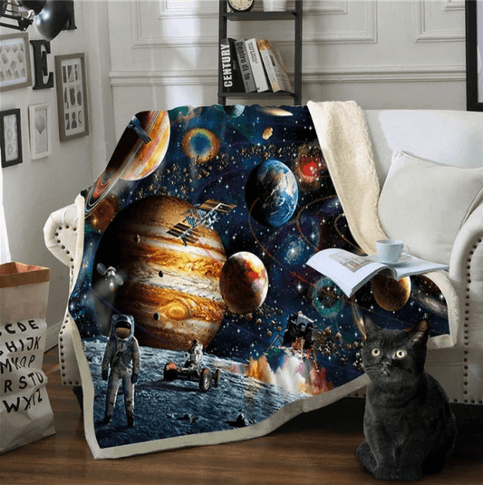 BeddingOutlet-Sloth-Blankets-For-Bed-Cartoon-Animal-Plush-Blanket-Planet-Star-Bedding-Universe-Outer-Space-Sherpa-Fleece-Blanket-Mubimart-5156 - Mubimart
