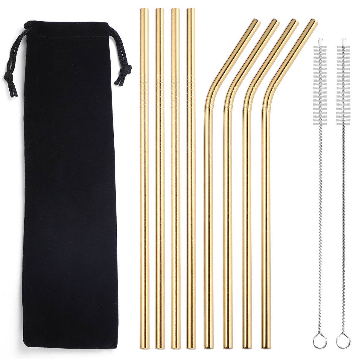 Beverage Milk Tea Metal Straws 8 Combo Set - Mubimart