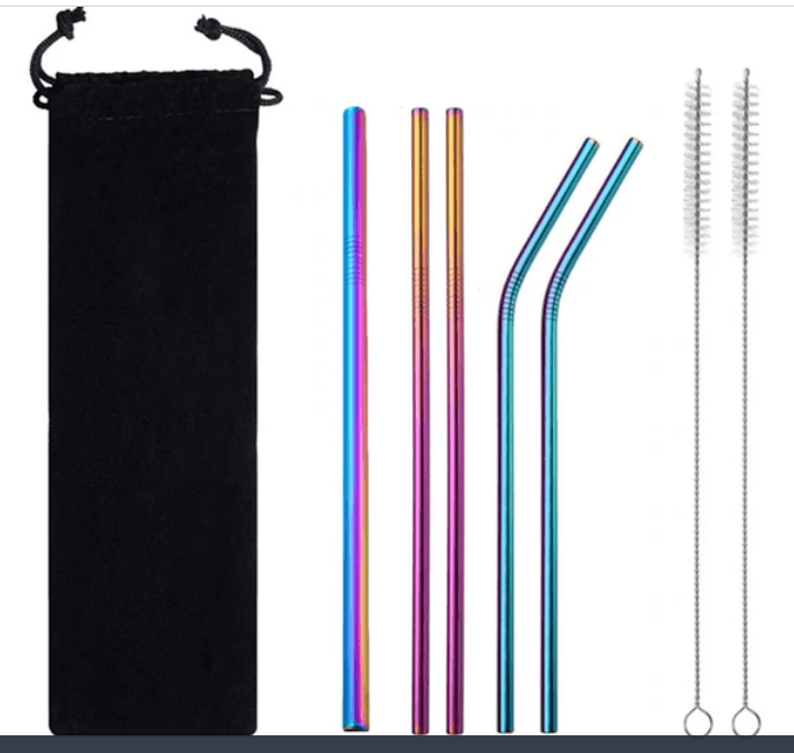 Beverage Milk Tea Metal Straws 8 Combo Set - Mubimart