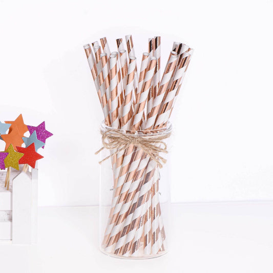 Birthday Party Dining Bar Paper Disposable Bronzing Colored Straws - Mubimart