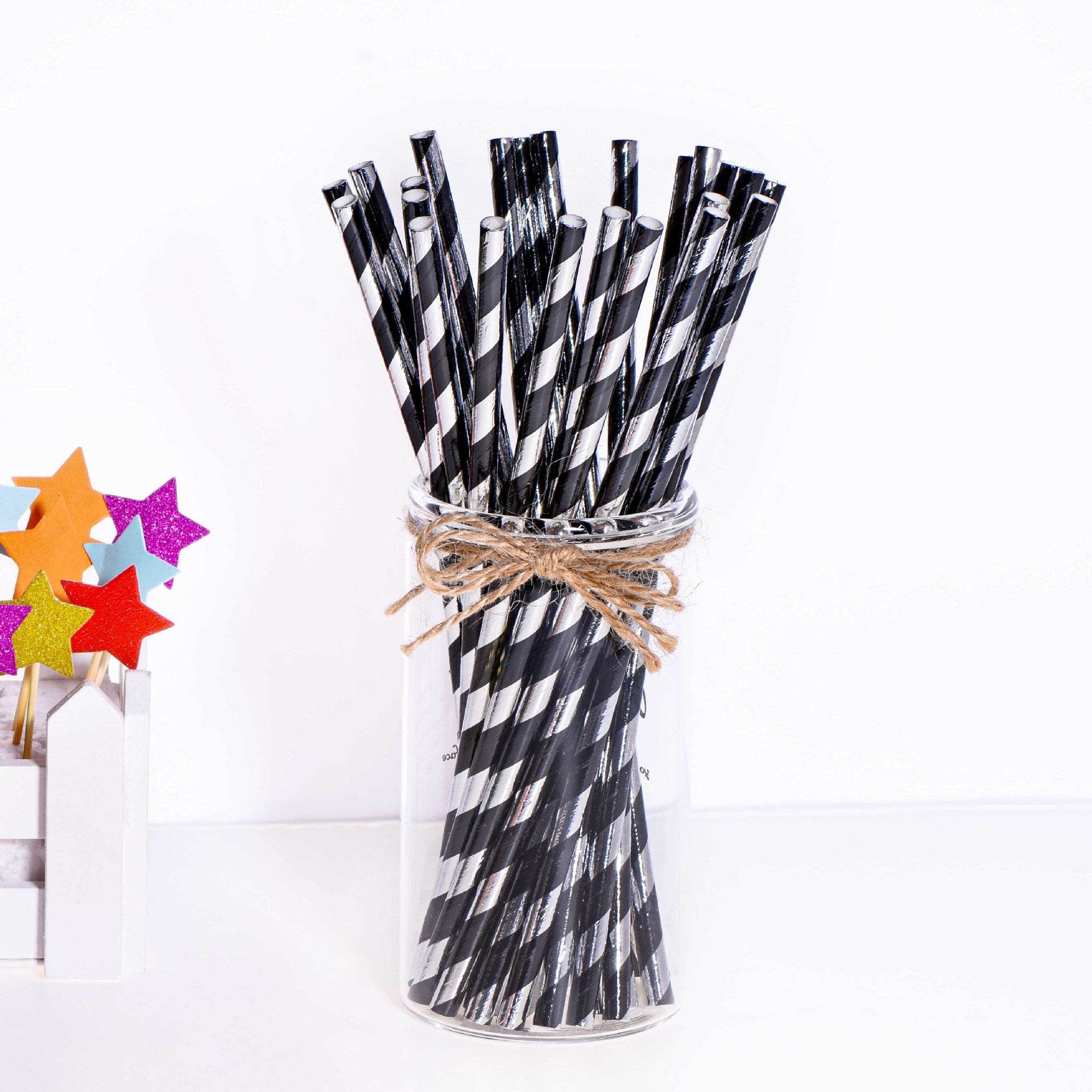 Birthday Party Dining Bar Paper Disposable Bronzing Colored Straws - Mubimart