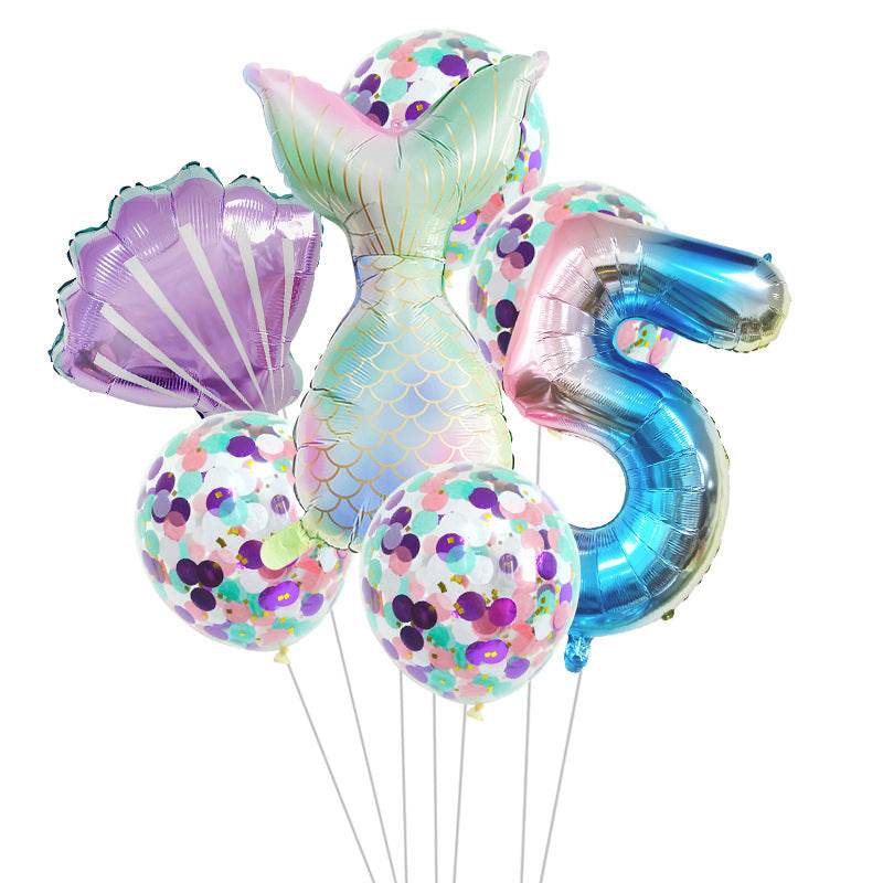 Birthday Party Supplies Decorative Mermaid Balloon Package - Mubimart