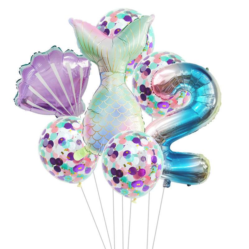 Birthday Party Supplies Decorative Mermaid Balloon Package - Mubimart