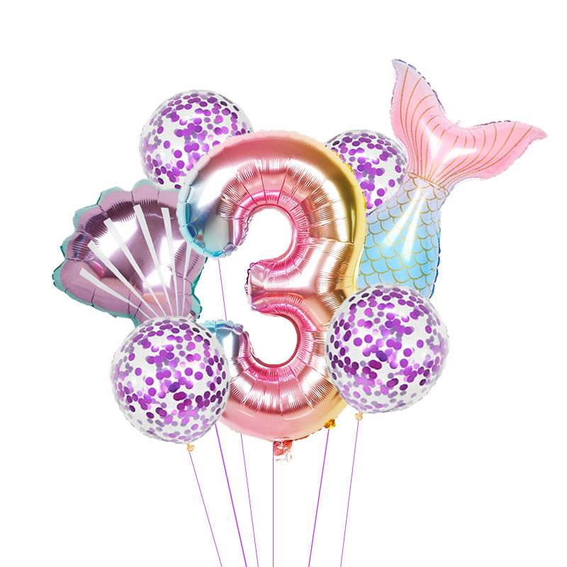 Birthday Party Supplies Decorative Mermaid Balloon Package - Mubimart