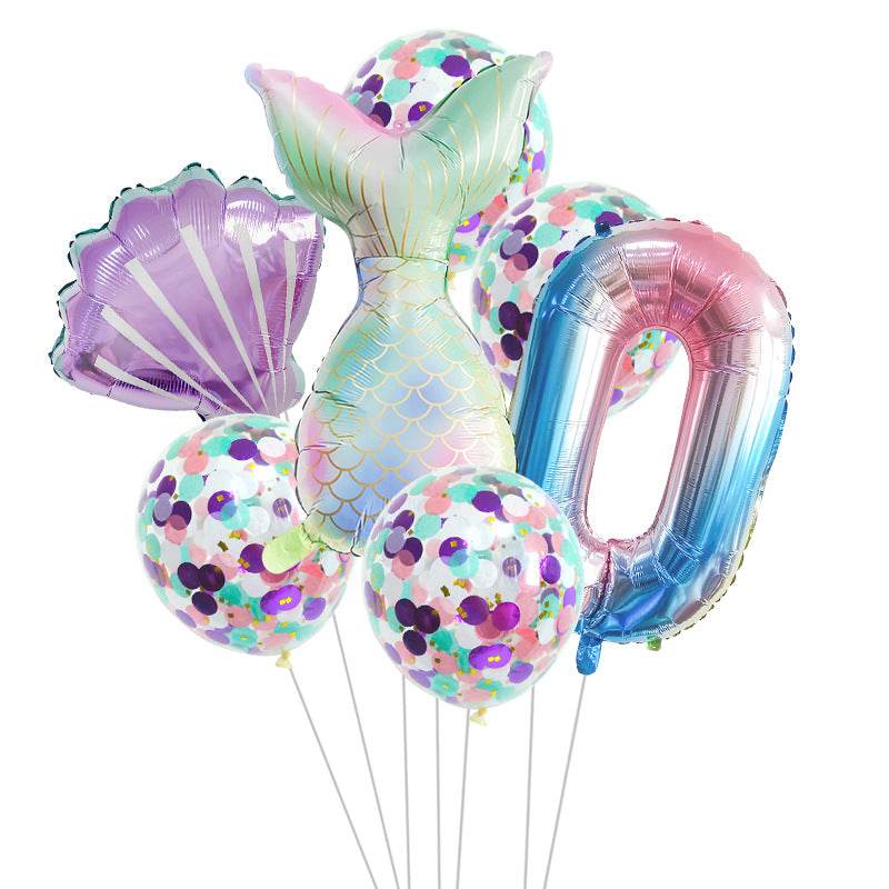 Birthday Party Supplies Decorative Mermaid Balloon Package - Mubimart