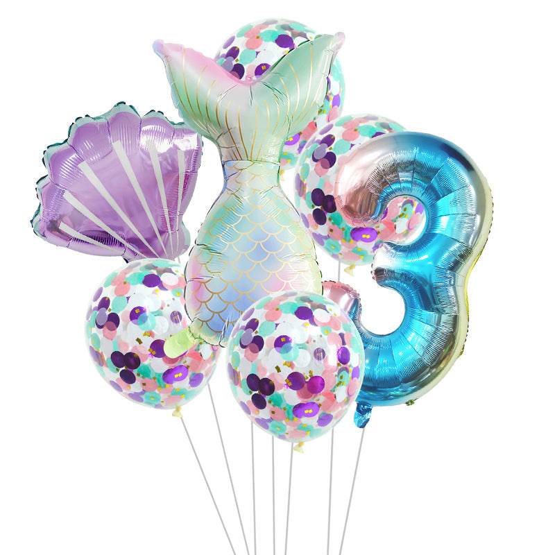 Birthday Party Supplies Decorative Mermaid Balloon Package - Mubimart