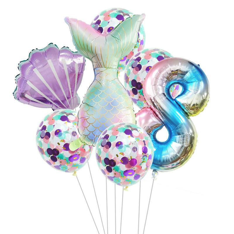 Birthday Party Supplies Decorative Mermaid Balloon Package - Mubimart