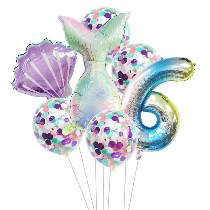 Birthday Party Supplies Decorative Mermaid Balloon Package - Mubimart