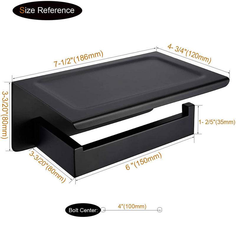 Black 304 Stainless Steel Toilet Cell Phone Paper Towel Holder - Mubimart