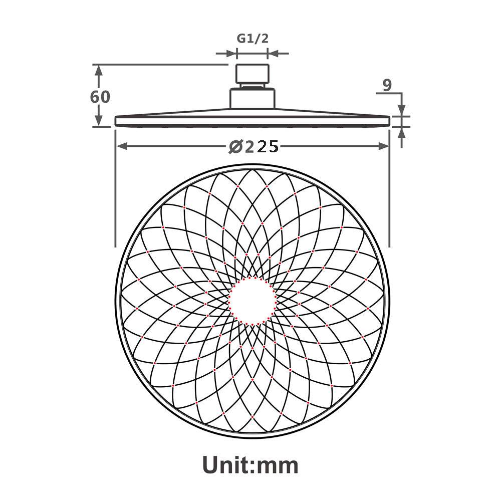 Black ABS Round Bathroom Shower Head - Mubimart