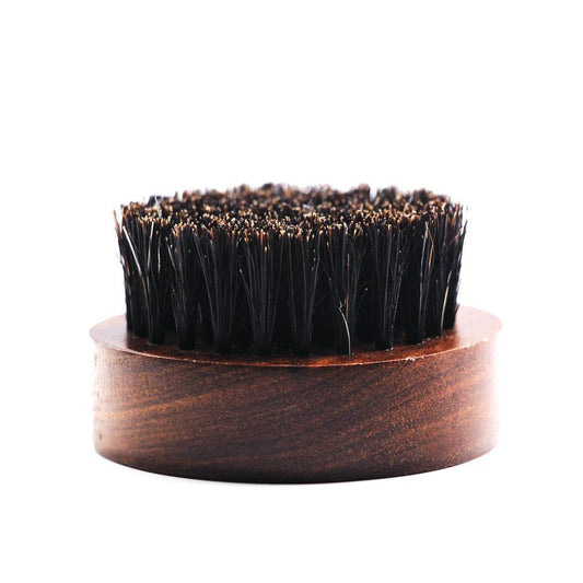 Black Gold Sandalwood Round Boar Bristles Beard Brush - Mubimart