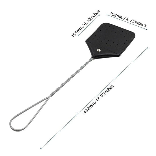 Black-Wire-Handle-Leather-Fly-Swatter-Mubimart-5018 - Mubimart
