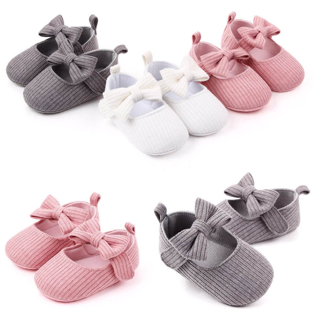 Bowknot Woolen Knit Baby Shoes Moccasins Princess Shoes Baby Shoes - Mubimart