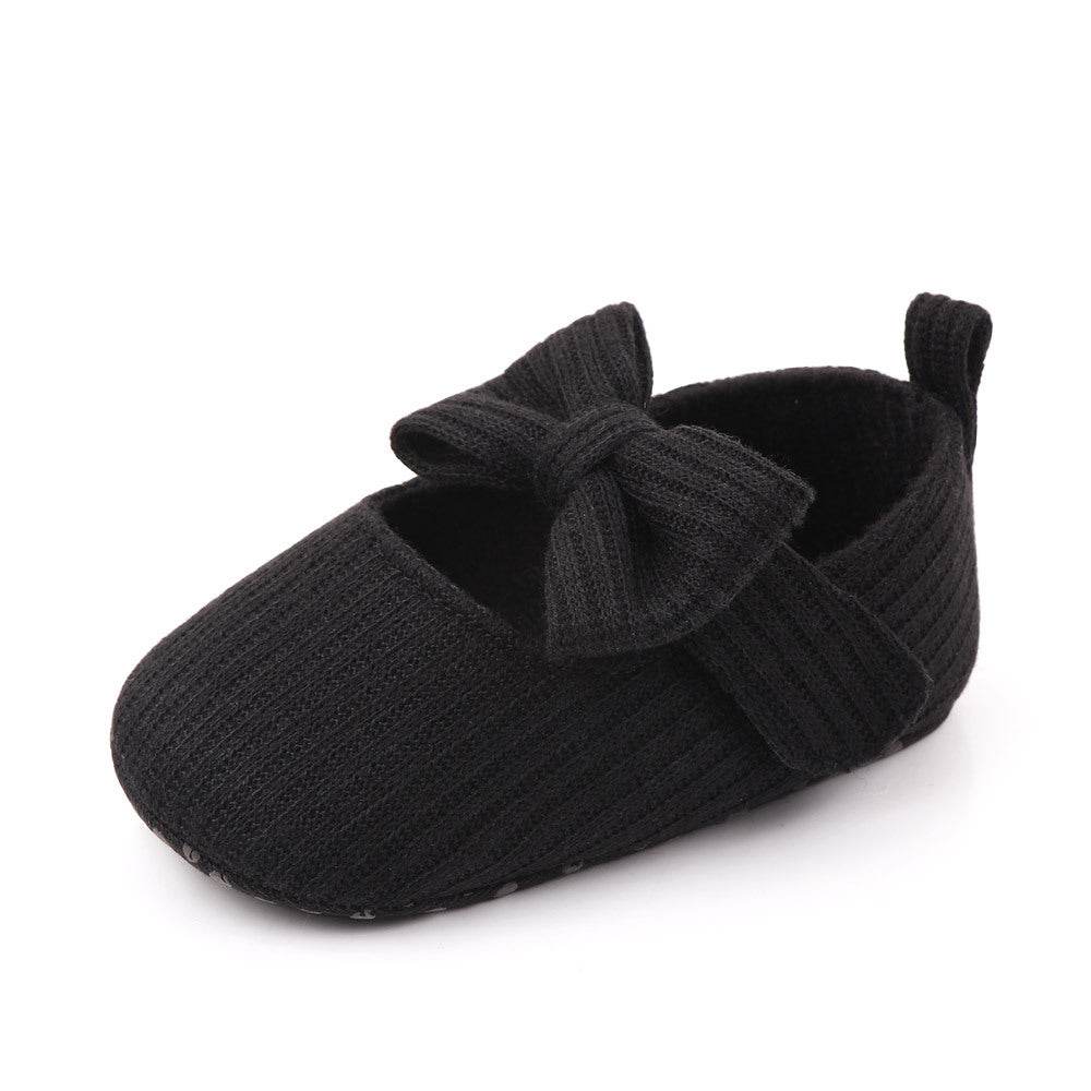 Bowknot Woolen Knit Baby Shoes Moccasins Princess Shoes Baby Shoes - Mubimart