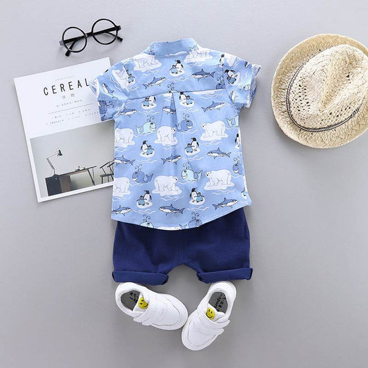 Boy baby infant child suit shirt short sleeve suit - Mubimart