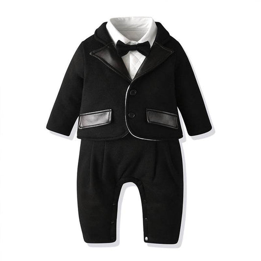 Boy baby long-sleeved gentleman tuxedo two-piece suit - Mubimart