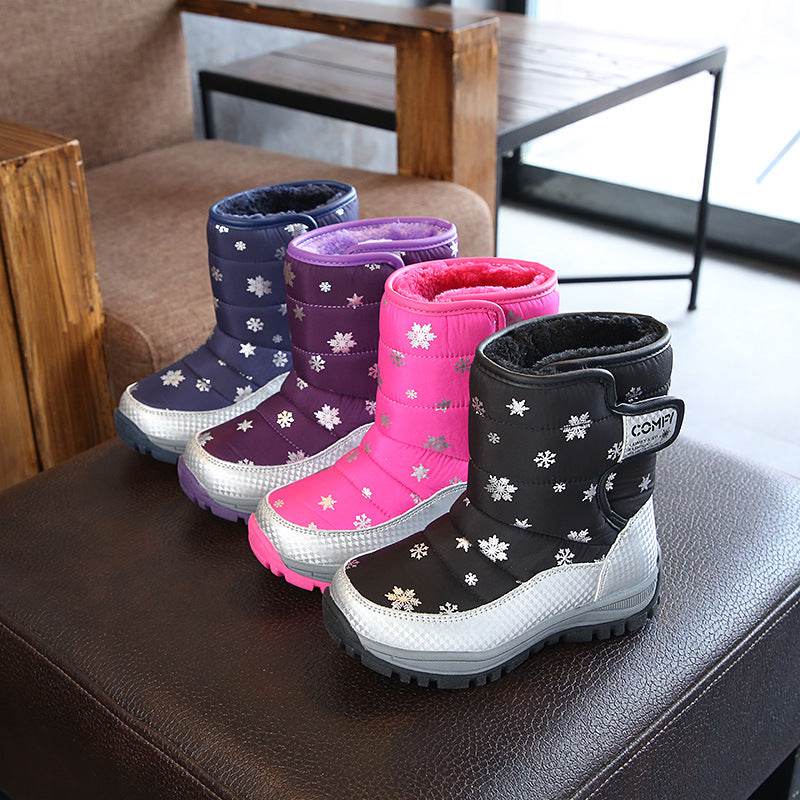 Boys And Girls Mid-boots Baby Thickened Warm Cotton Shoes - Mubimart
