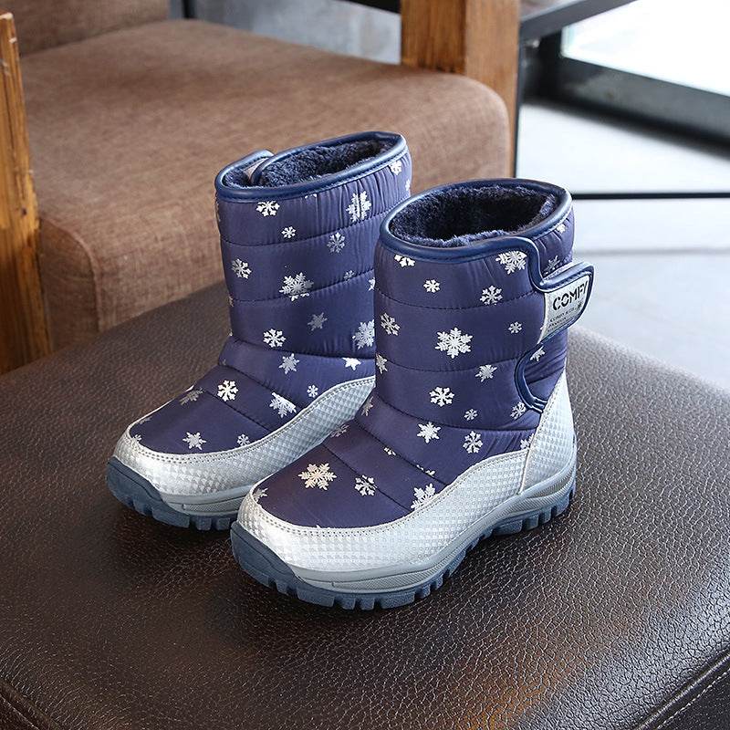 Boys And Girls Mid-boots Baby Thickened Warm Cotton Shoes - Mubimart