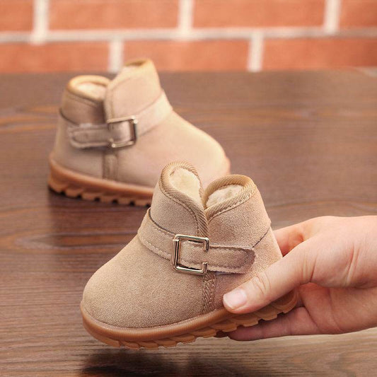 Boys And Girls Soft-soled Warm And Velvet Thick Waterproof Non-slip Short Boots - Mubimart