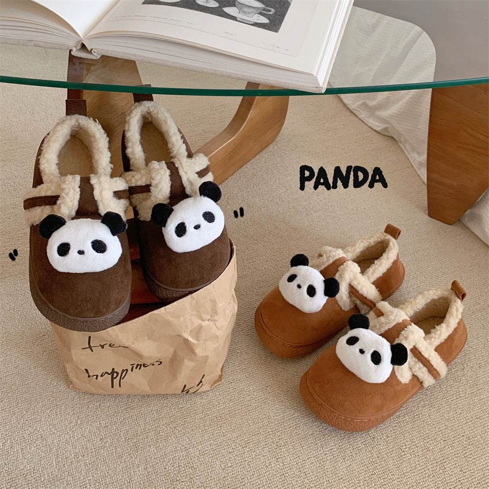 Boys And Girls Warm With Velvet Outdoor Cotton Slippers - Mubimart