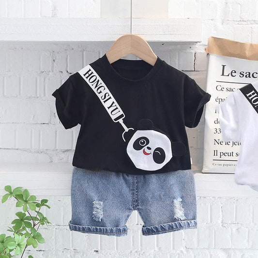 Boys' Summer Cartoon Bag Short-sleeved Two-piece Set Baby - Mubimart