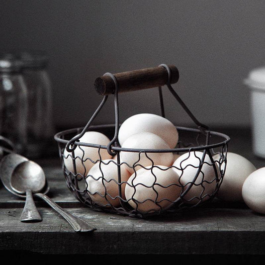 Bread Made Old Wrought Iron Market Basket Kitchen Fruit Basket Retro Basket Storage Basket - Mubimart