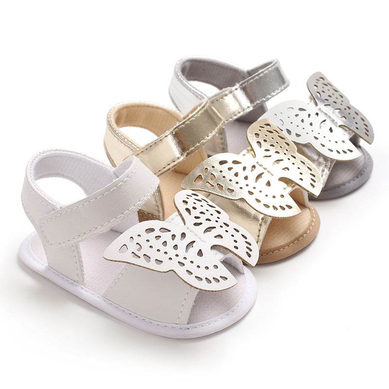Butterfly baby sandals PU leather baby girls boys Nonslip soft soled Casual Sandals - Mubimart