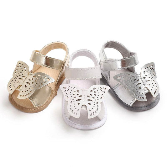 Butterfly baby sandals PU leather baby girls boys Nonslip soft soled Casual Sandals - Mubimart