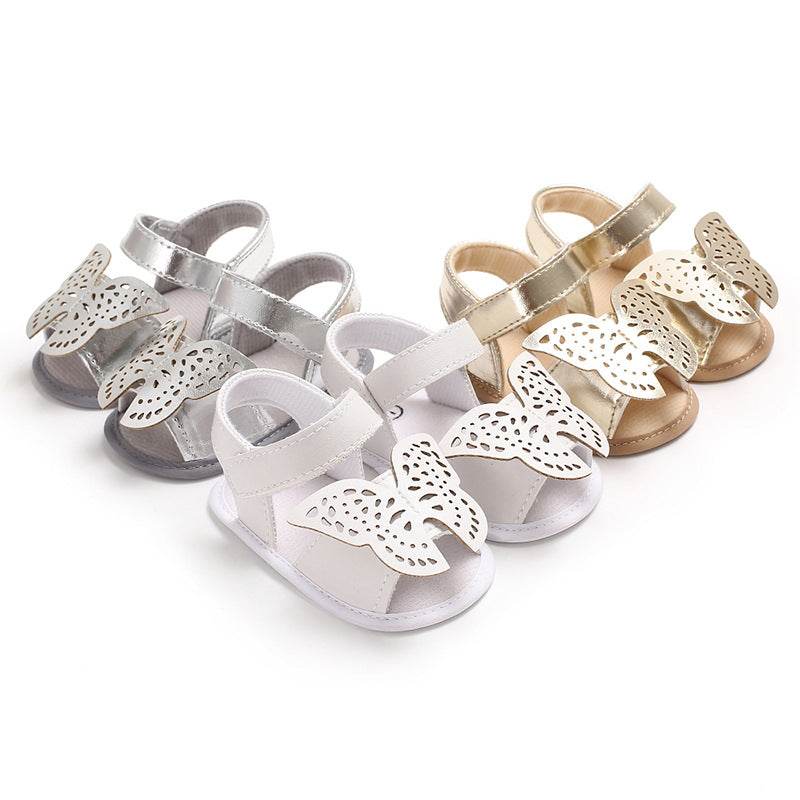 Butterfly baby sandals PU leather baby girls boys Nonslip soft soled Casual Sandals - Mubimart