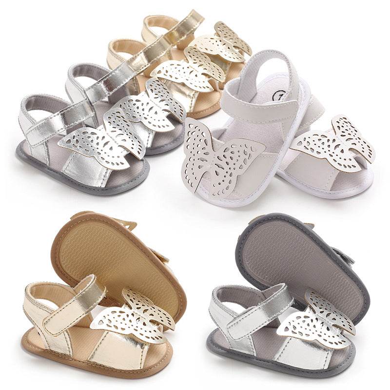 Butterfly baby sandals PU leather baby girls boys Nonslip soft soled Casual Sandals - Mubimart
