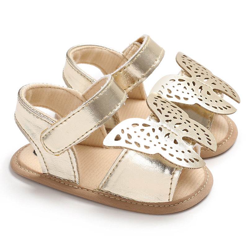 Butterfly baby sandals PU leather baby girls boys Nonslip soft soled Casual Sandals - Mubimart
