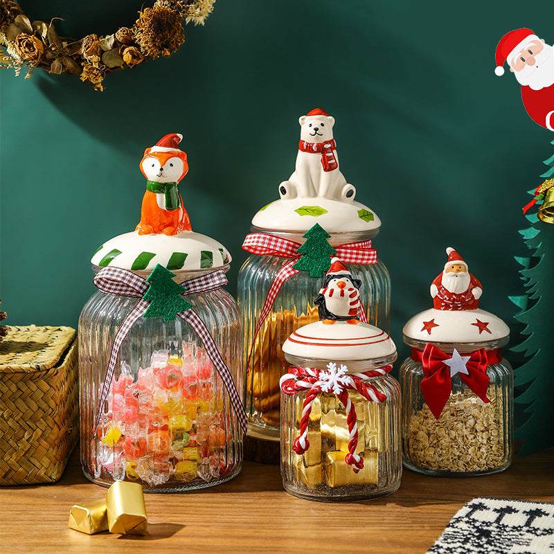 Candy Sealed Jar Snack Storage Box Storage Jar Biscuit Nut Glass Bottle - Mubimart