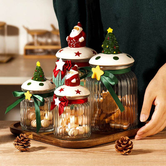 Candy Sealed Jar Snack Storage Box Storage Jar Biscuit Nut Glass Bottle - Mubimart