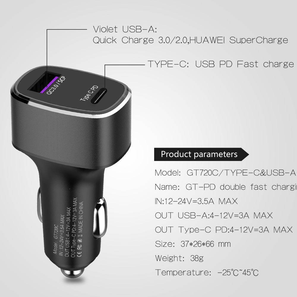 Car Charger Dual USB TYPE C PD QC 3.0 2.0 - Mubimart