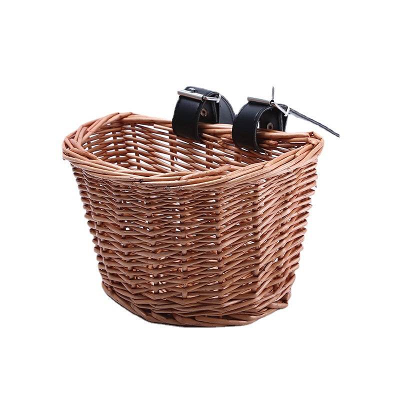 Cart Frame Wicker Woven Basket Shopping Bike - Mubimart