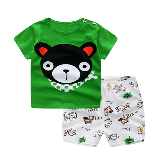 Cartoon Clothing Baby Boy Summer Clothes T-shirt Baby Girl Casual Clothing Sets - Mubimart