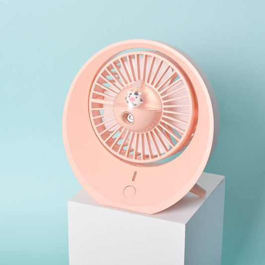 Cartoon Water Mist Fan Spray Mini Fan Spray Humidification Adjustable Angle USB Charging Desktop Fan - Mubimart