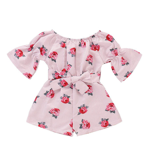 Casual Toddler Baby Girl Romper Floral Sunsuit Summer Outfits One Piece - Mubimart