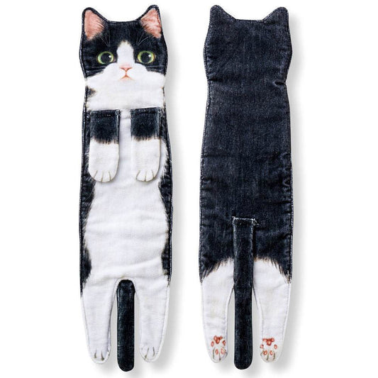 Cat Hand Towels Long Cat Shape Wipe Handkerchiefs Bath Towels For Bathroom Kitchen - Mubimart