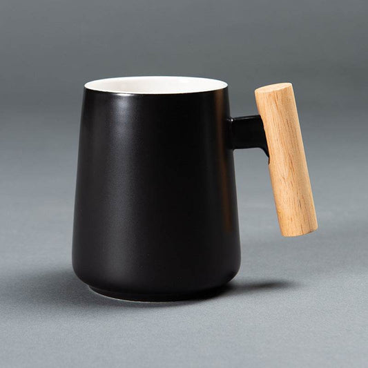 Ceramic Mug With Wooden Handle Mug Coffee Cup - Mubimart