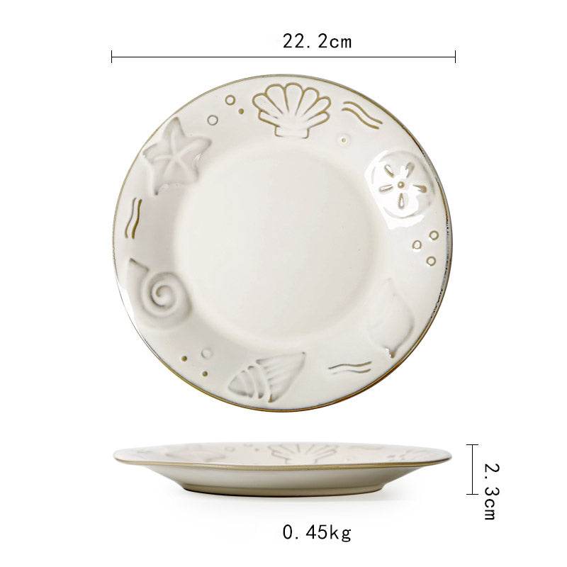 Ceramic Plate Flat Plate Creative Dish Plate Japanese Vintage Tableware - Mubimart
