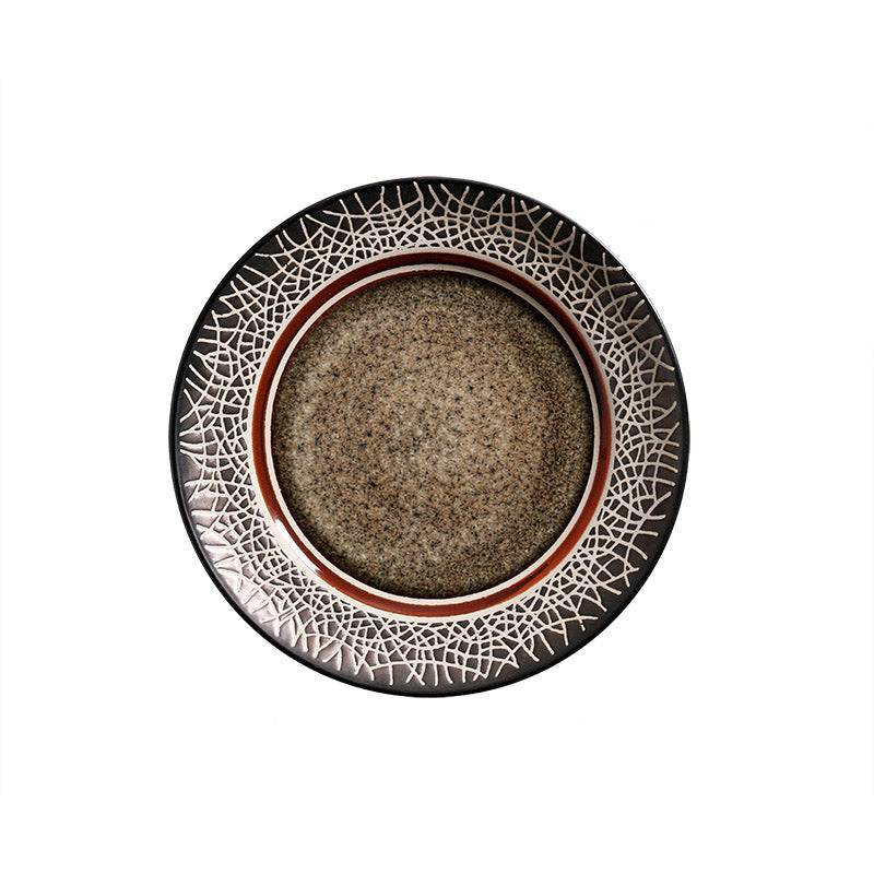 Ceramic Plate Flat Plate Creative Dish Plate Japanese Vintage Tableware - Mubimart