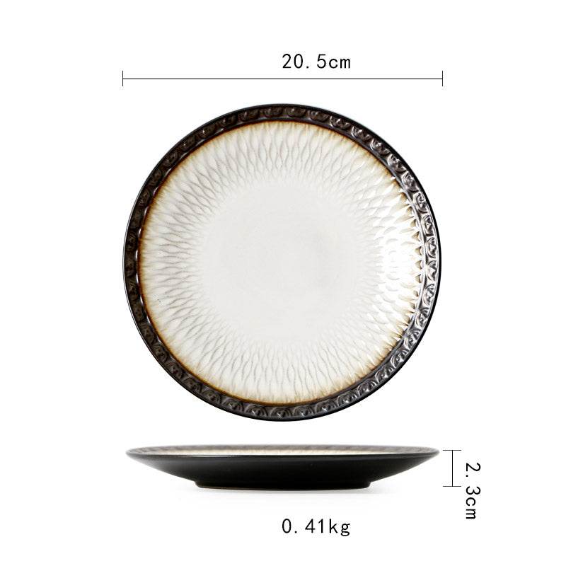 Ceramic Plate Flat Plate Creative Dish Plate Japanese Vintage Tableware - Mubimart